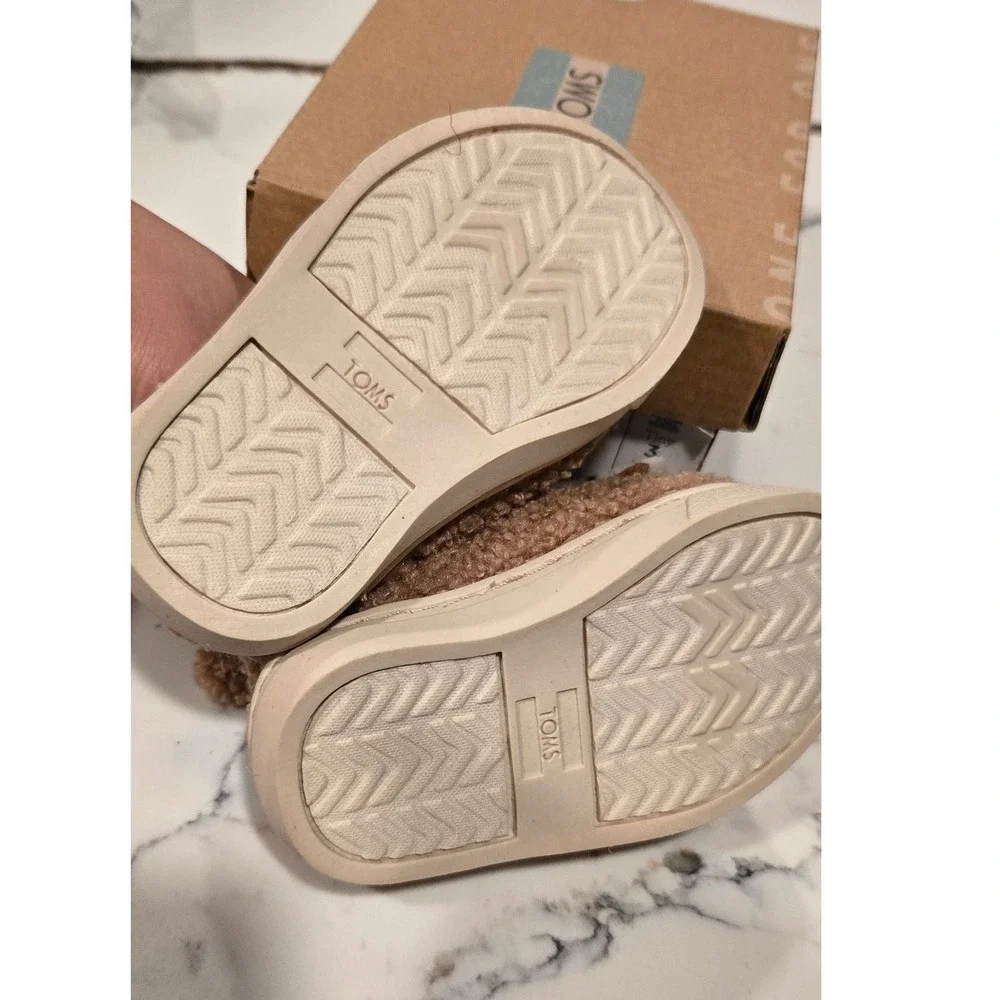 TOMS Kids Luca‎ Doodle Plush Slip On Shoes Toddler Size 3 Brown Dog Face